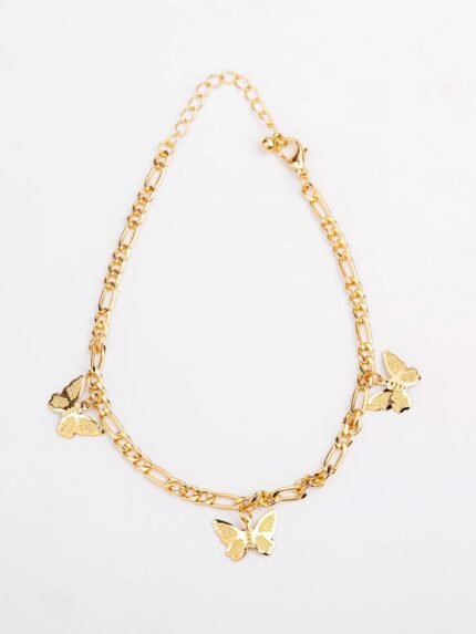 Gold Butterfly Anklet Set