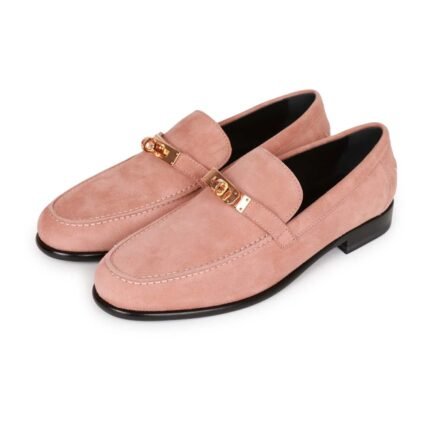 Hermès Destin Loafer Rose Aube Suede Rose Gold Hardware