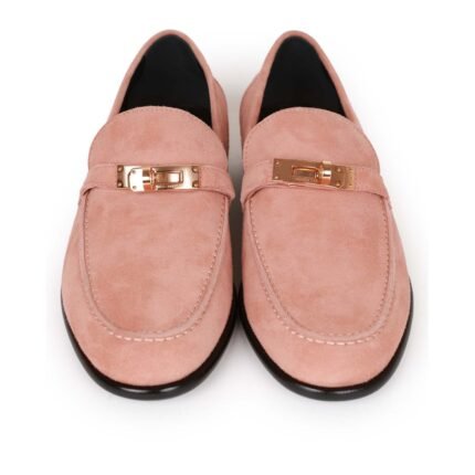 Hermès Destin Loafer Rose Aube Suede Rose Gold Hardware