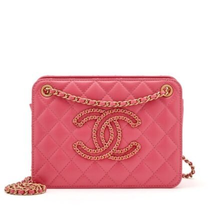 Rose Pink Quilted Calfskin Chain CC Small Once Upon A Time Accordion Tote Gold Hardware, 2020